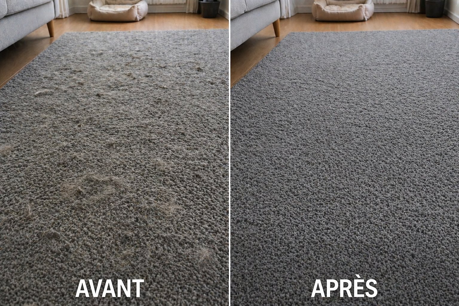 Nettoyage tapis gris Bordeaux avant après - Ménage-Toi 33